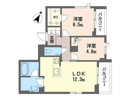 フルール アベニール(2LDK/3階)の間取り写真