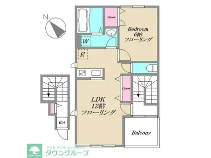 リバーサイド・ヴィラ(1LDK/2階)の間取り写真