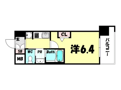 エステムコート神戸ハーバーランド前VIIレーベル(1K/13階)の間取り写真