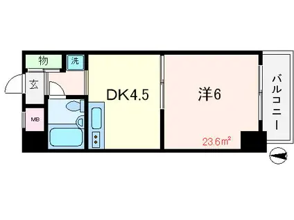 サンロイヤル大宮(1DK/2階)の間取り写真