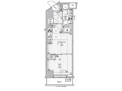 PREMIUM CUBE 代々木上原 プレミアムキューブ代々木上原(1DK/4階)の間取り写真
