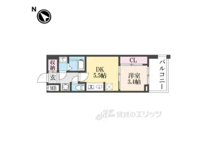 GRAND LUCE(1DK/2階)の間取り写真