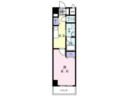 ニューシティアパートメンツ円上町(1K/9階)の間取り写真