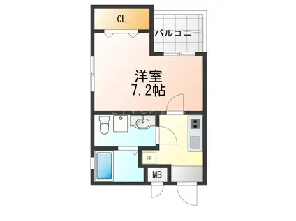 ワコーレヴィータ神戸須磨浦通(1K/1階)の間取り写真