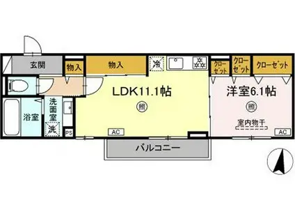 D-RESENA和田(1LDK/3階)の間取り写真