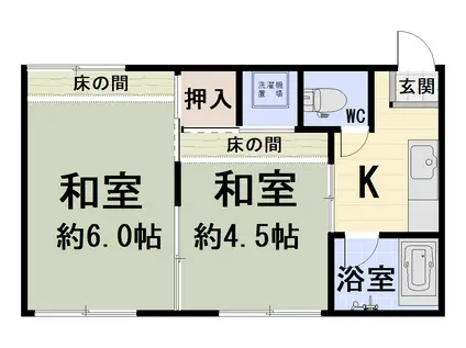 グリーンコーポ(2K/2階)の間取り写真