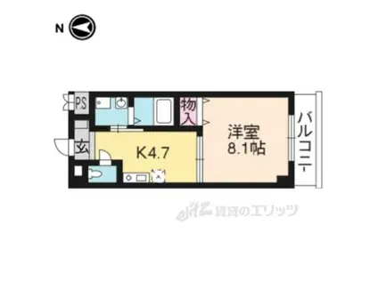 レクサス深草1号館(1DK/2階)の間取り写真