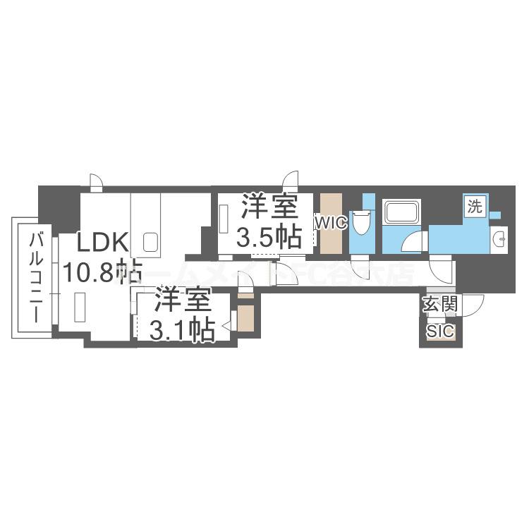 アーバネックス堺筋本町(2LDK/2階)の間取り写真
