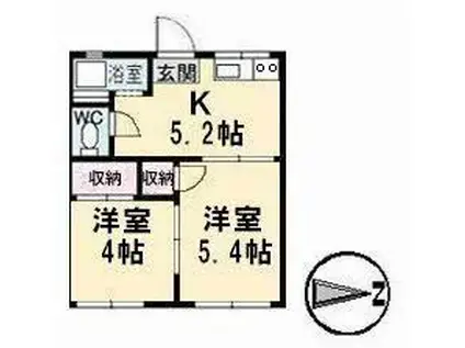 コーポ祥和(2K/2階)の間取り写真