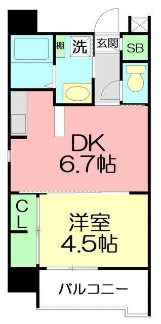 ウィステリア桜坂ヒルズ(1DK/7階)の間取り写真
