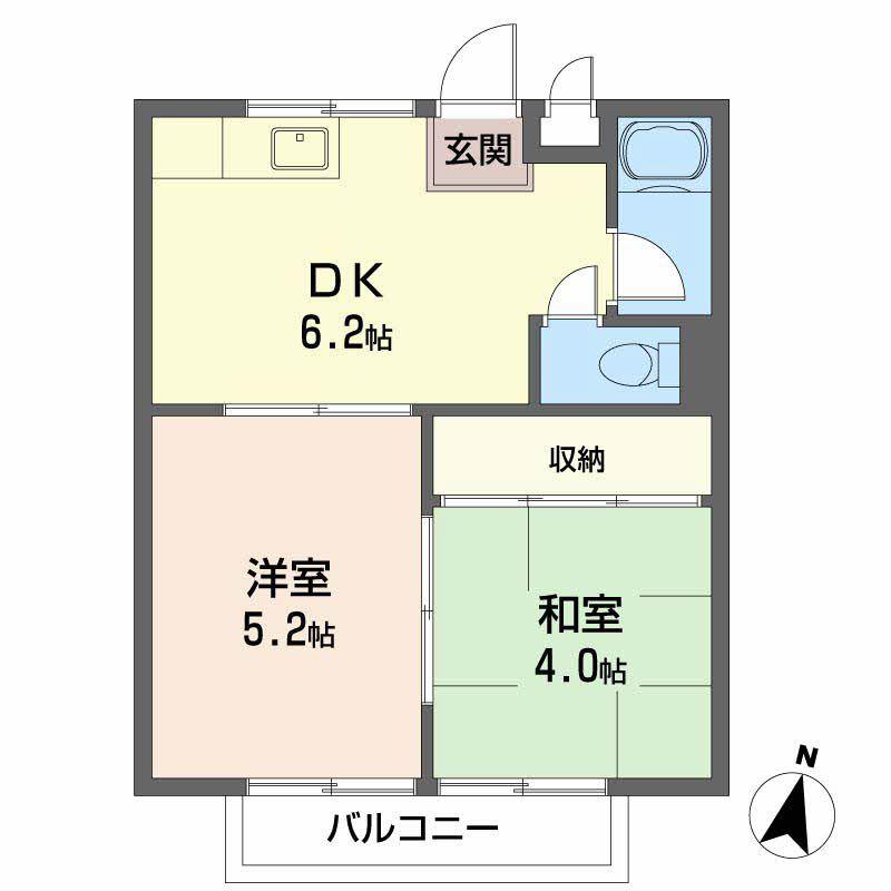 小川コーポ(2DK/2階)の間取り写真