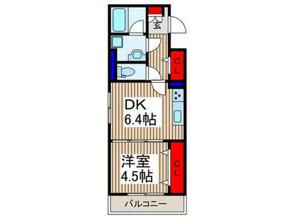 ローレル(1DK/2階)の間取り写真