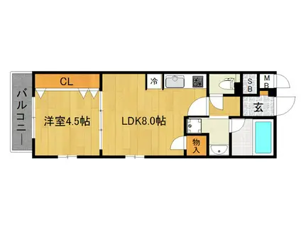 ベラジオ堀川今出川II(1LDK/4階)の間取り写真