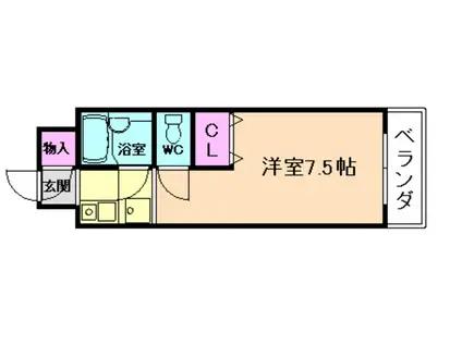 光ミノオパレス(1K/2階)の間取り写真