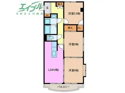 グランシス・サウスイースト(3LDK/2階)の間取り写真