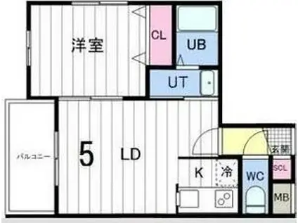 LUXEAER月寒東 (1LDK/4階)の間取り写真