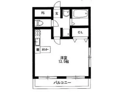 グランドール姫路(ワンルーム/4階)の間取り写真