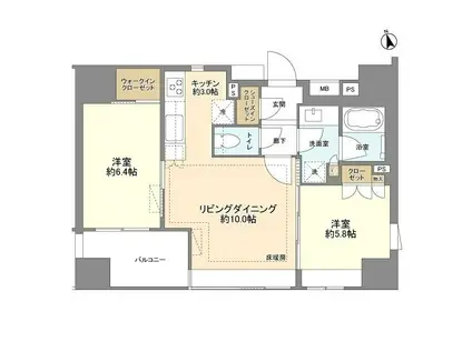 クレヴィア東京八丁堀湊ザ・レジデンス(2LDK/3階)の間取り写真