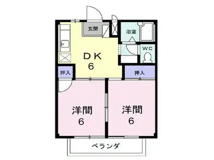 シティハイツ北条(2DK/1階)の間取り写真