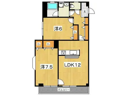 カーサアクア(2LDK/2階)の間取り写真