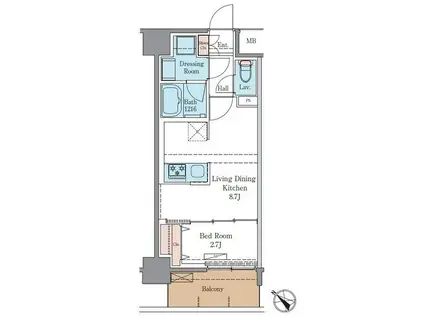 LUXENAプラスPAWS南行徳(1LDK/2階)の間取り写真