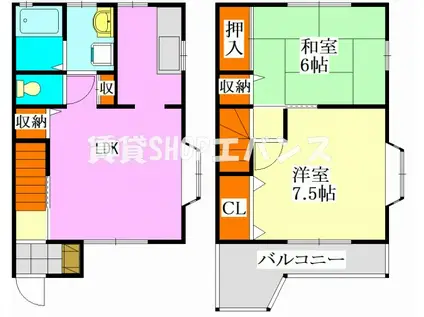 ガーデンツカサII(2DK/1階)の間取り写真