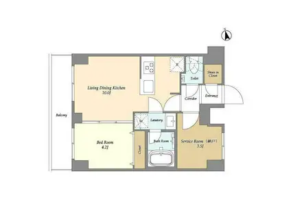 オーガスタレジデンス大森(1SLDK/8階)の間取り写真