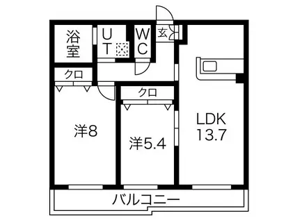 サウス ルミナーレ(2LDK/2階)の間取り写真