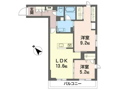 フェリシード野沢(2LDK/3階)の間取り写真