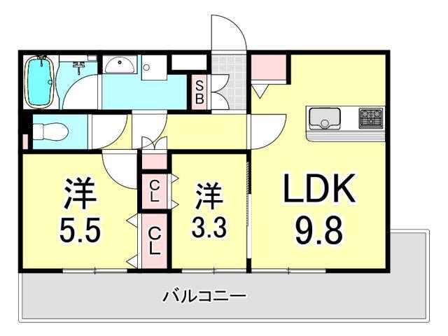 ブライトガーデン(2LDK/1階)の間取り写真