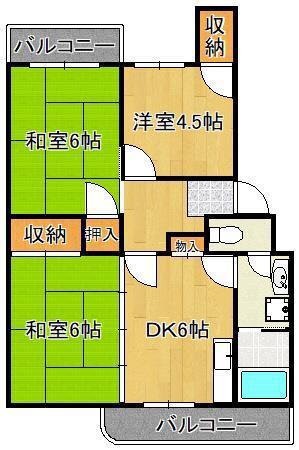 富士見サンハイツ(3DK/3階)の間取り写真