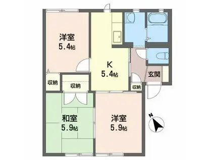 エクセルハイム(3K/1階)の間取り写真