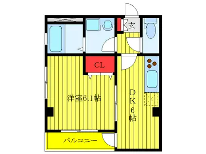 クィーンズガーデン(1DK/3階)の間取り写真
