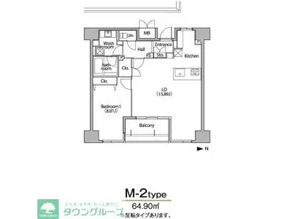 グラン・アベニュー栄(1LDK/14階)の間取り写真