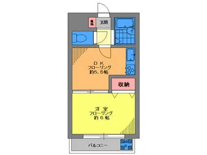 ボナール北馬込(1DK/2階)の間取り写真