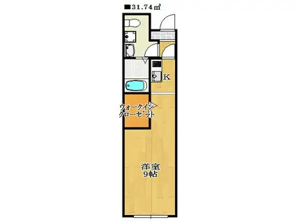 イオラニ(1K/1階)の間取り写真