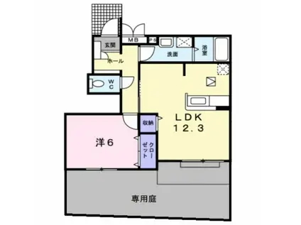カルム新池島I(1LDK/1階)の間取り写真