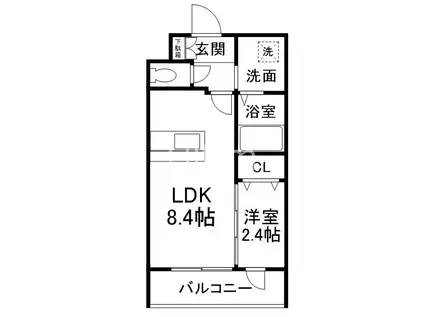 MJC京都西大路I(1LDK/4階)の間取り写真