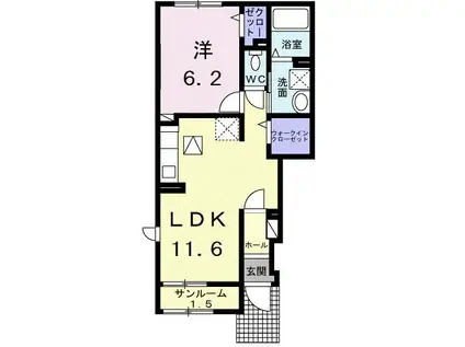 RECOLTE(1LDK/1階)の間取り写真