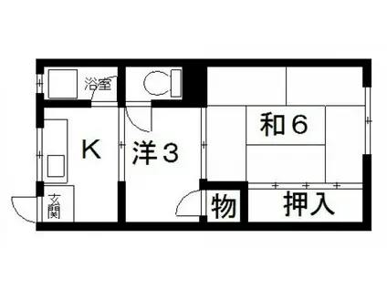 堤コーポ(1DK/3階)の間取り写真