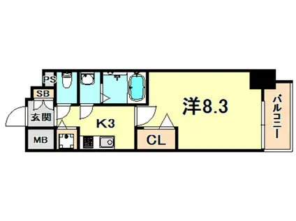 プレサンスKOBEグレンツ(1K/7階)の間取り写真
