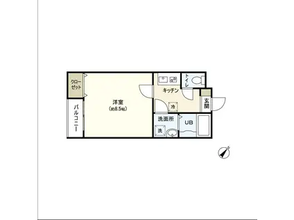 TROIS五輪(1K/1階)の間取り写真