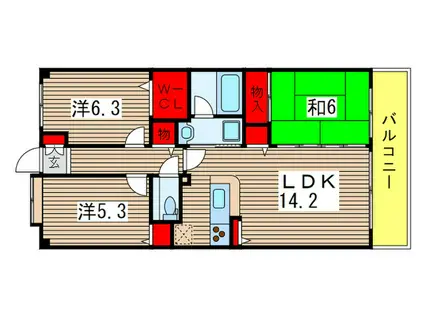 アインズコート稲毛小中台プライムコート(3LDK/2階)の間取り写真