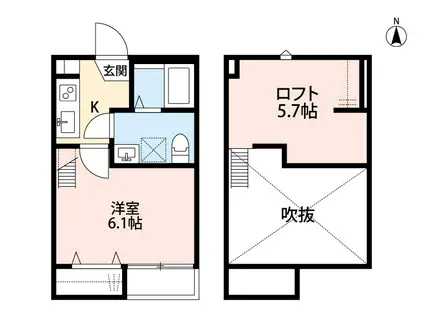 グランツ南与野(1K/1階)の間取り写真
