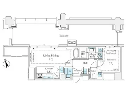 麻布ヒルズガーデンプラザレジデンス(1LDK/8階)の間取り写真