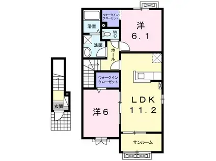 エルドラード(2LDK/2階)の間取り写真