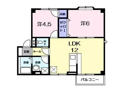 レジデンスN.III(2LDK/2階)の間取り写真