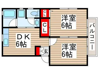 ヒルズメゾン南流山(2DK/1階)の間取り写真