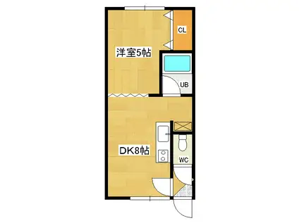 ピアプレイス(1DK/2階)の間取り写真