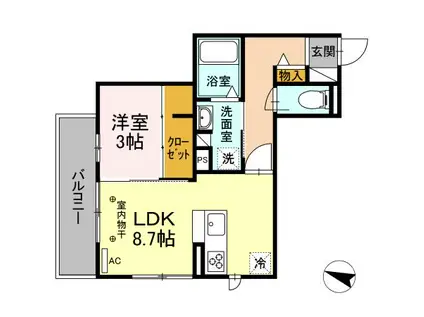 GRASS FIELDS SERENA III(1LDK/3階)の間取り写真